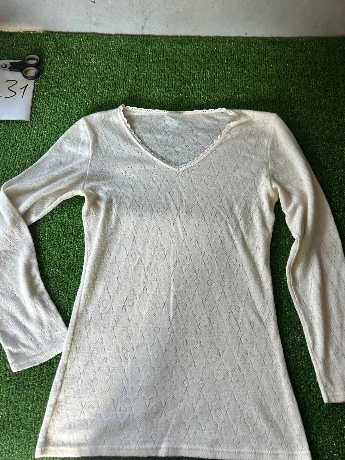 Cream white long Damart sweater size S – photo 2
